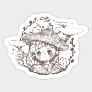 little mushroom witch Sticker